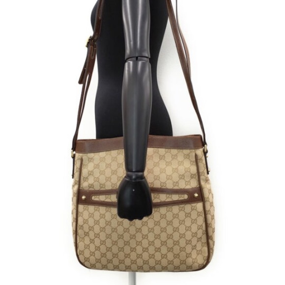 Authentic Gucci Monogram GG Canvas Crossbody/Shoulder Bag Beige/Brown - Picture 6 of 14